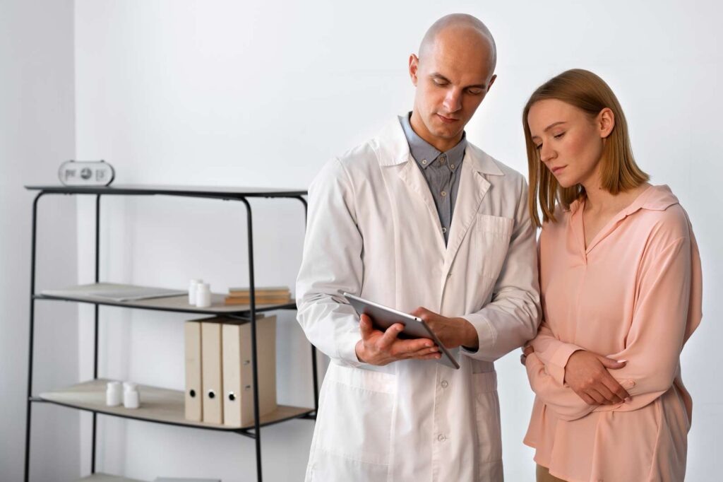 Woman receiving integrative cancer therapy at Wellbeing Medical Group